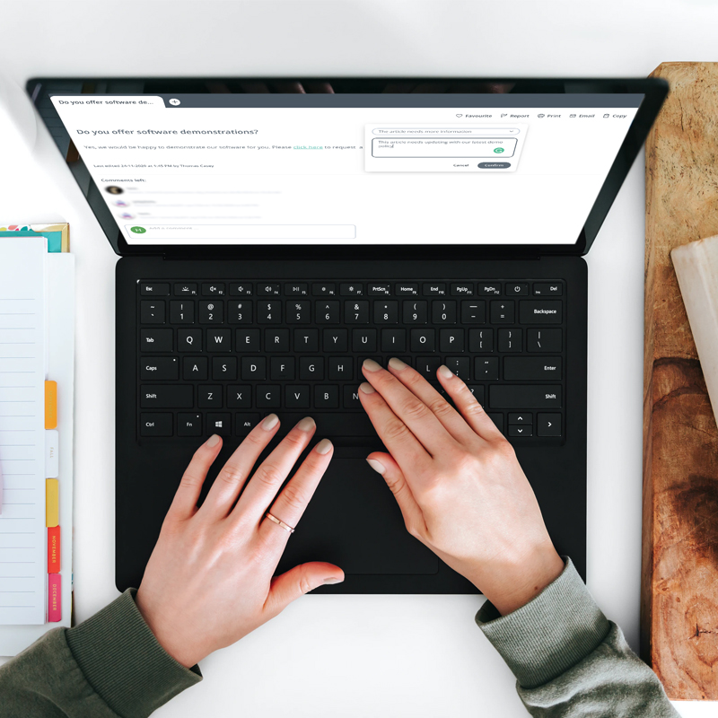 Image on lady on laptop for knowledge management processes